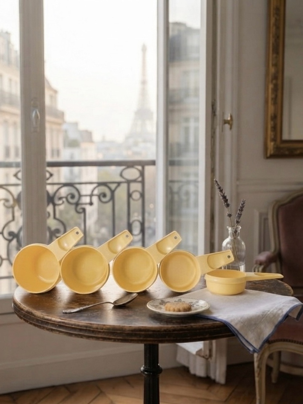 Vintage Tupperware Yellow Plastic Kitchen Cooking Measuring Cups Set of 5